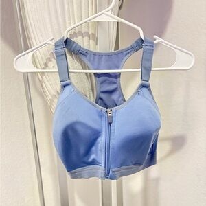 Women's Blue Zip-Front Sports Bra